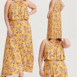 TORRID YELLOW PLUS SIZE MAXI DRESS 1X NWOT